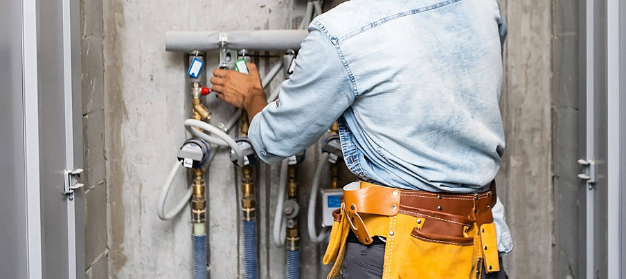 plumber repairing water pipes