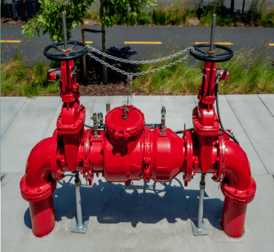 Backflow preventer installation on a commercial plumbing system